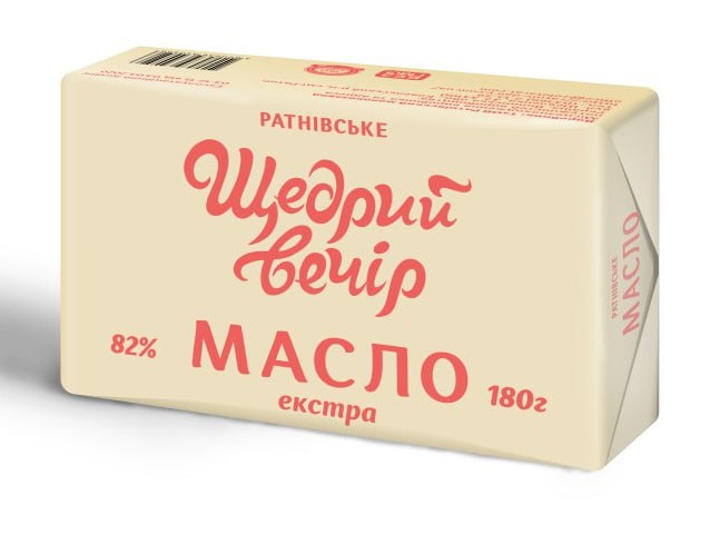 Масло Екстра фасоване 82%, 180г ТМ Щедрий Вечір